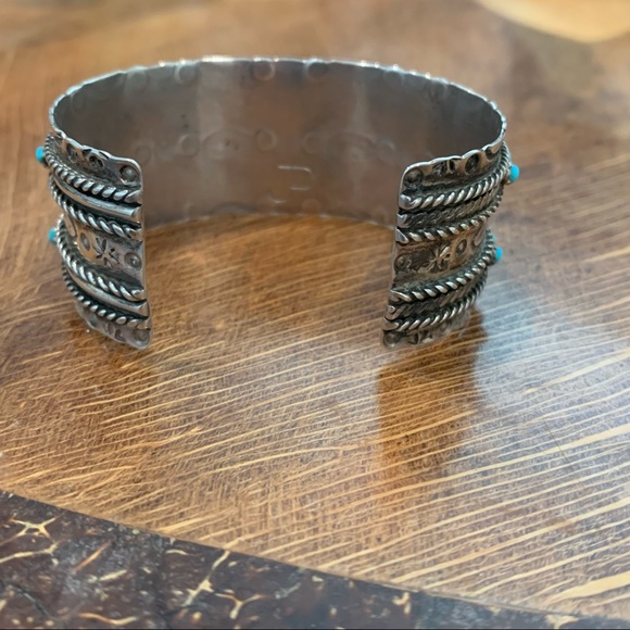 Native American Turquoise and Sterling Silver Cuff Bracelet - Picture 11 of 12